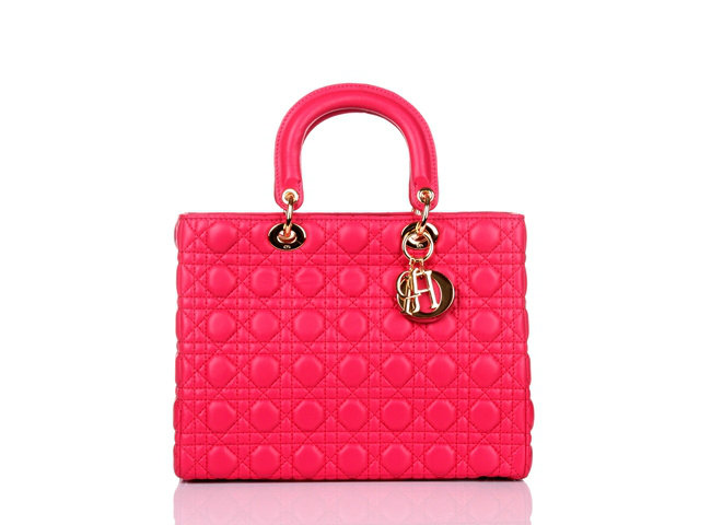 replica jumbo lady dior lambskin leather bag 6322 rosered with gold hardware